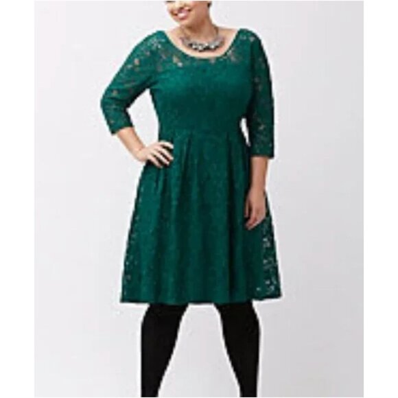 Lane Bryant Dark Green Lace High-Low Dress Size 28 4X Plus Christmas Holiday - Picture 10 of 10